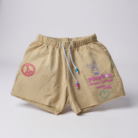 Playboy x PacSun “Peace Happy Camper” Sweat Shorts Small Y2K Cozy girl hippie - Picture 1 of 11